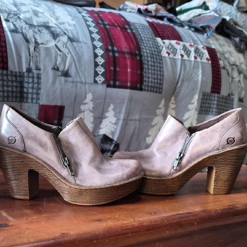 BORN Women's Brown Leather Heeled Shoes